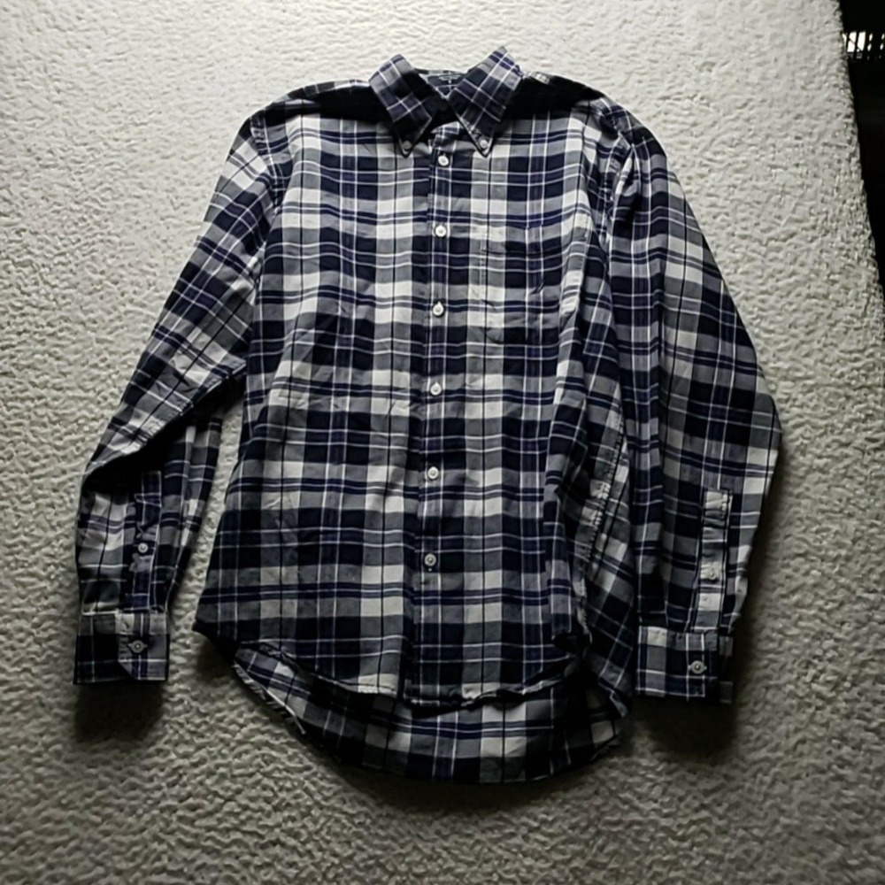 Nautica Shirt Mens Small Blue Plaid Long Sleeve Flannel Button-Up Casual